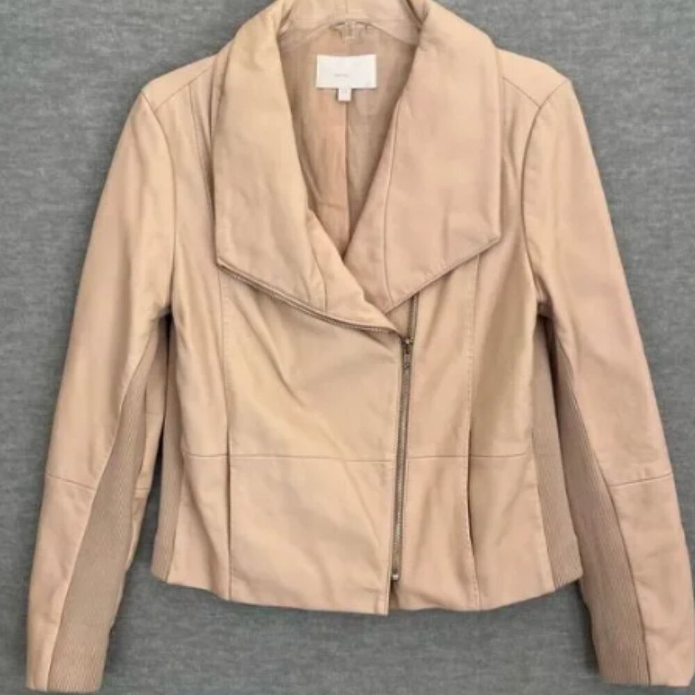 Walter Baker Sheep Leather Moto Jacket Women's Medium Blush Nude Silver Hardware